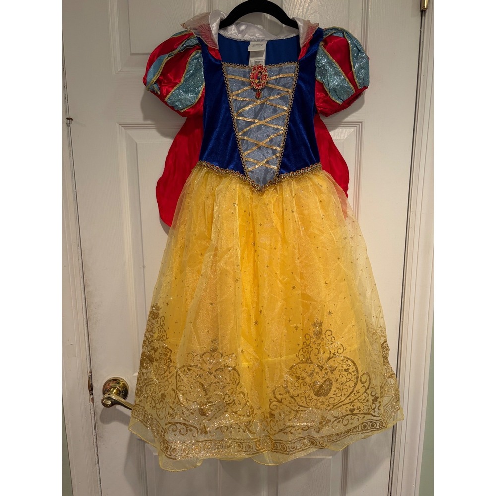 Disney Store Snow White Princess Costume Dress Girls Size 5/6 Blue Yellow Red